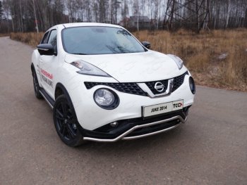 Защита переднего бампера кенгурин 42,4 мм ТСС Тюнинг Nissan Juke 1 YF15 рестайлинг (2014-2020) (нержавейка)