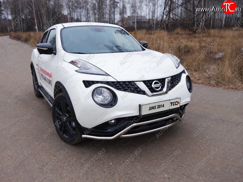 17 649 р. Защита переднего бампера кенгурин с вставкой 42,4 мм ТСС Тюнинг  Nissan Juke  1 YF15 (2014-2020) рестайлинг (нержавейка)  с доставкой в г. Пермь