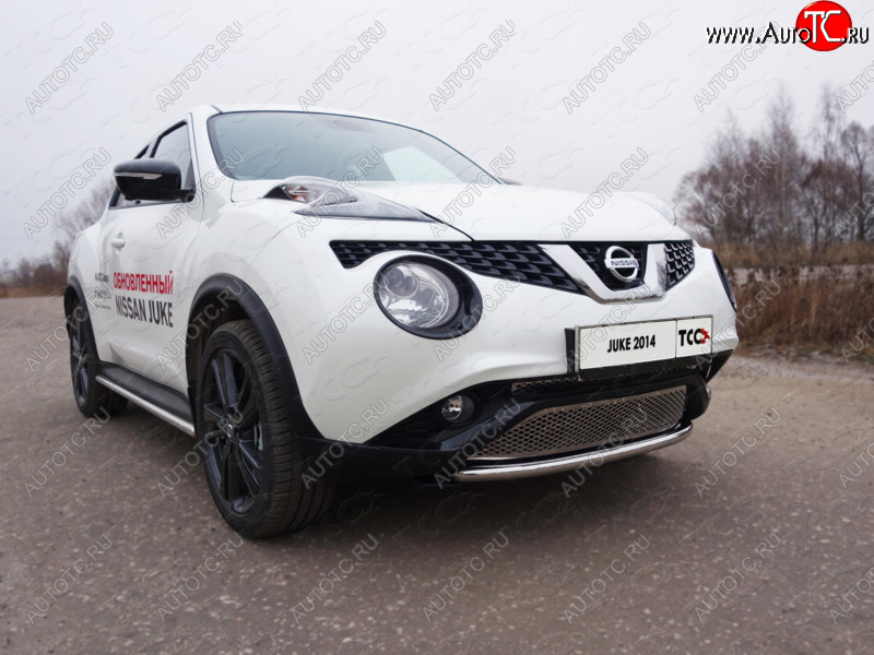 7 349 р. Защита переднего бампера нижняя d42,4 мм ТСС Тюнинг Nissan Juke 1 YF15 рестайлинг (2014-2020) (нержавейка)  с доставкой в г. Пермь