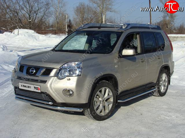 20 599 р. Защита переднего бампера нижняя d60,3*42,4 мм ТСС Тюнинг Nissan X-trail 2 T31 рестайлинг (2010-2015) (нержавейка)  с доставкой в г. Пермь