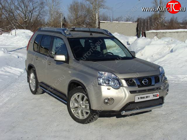 15 899 р. Защита переднего бампера нижняя овальная 75х42 мм ТСС Тюнинг Nissan X-trail 2 T31 рестайлинг (2010-2015) (нержавейка)  с доставкой в г. Пермь