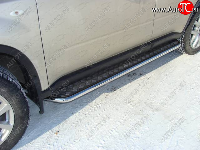 27 849 р. Пороги с площадкой 42,4 мм ТСС Тюнинг  Nissan X-trail  2 T31 (2010-2015) рестайлинг (серые)  с доставкой в г. Пермь