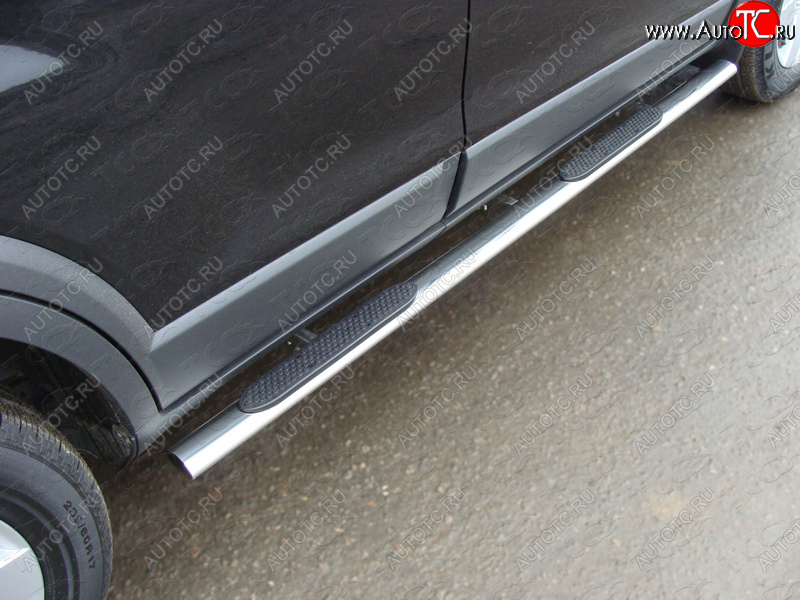 29 749 р. Пороги овальные с накладкой 75х42 мм ТСС Тюнинг  Nissan X-trail  2 T31 (2010-2015) рестайлинг (серые)  с доставкой в г. Пермь
