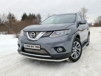 Защита переднего бампера нижняя 42,4 мм ТСС Тюнинг Nissan X-trail  3 T32 (2013-2018) дорестайлинг (нержавейка)
