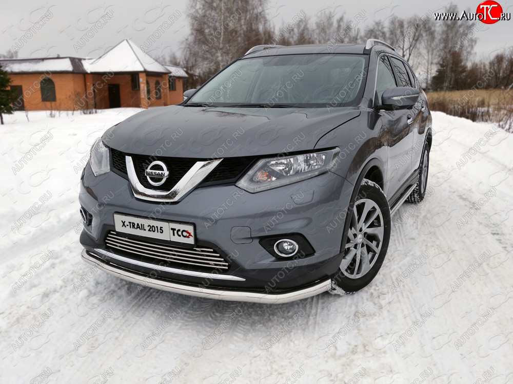 20 599 р. Защита передняя нижняя длинная 60,3 мм ТСС Тюнинг Nissan X-trail 3 T32 дорестайлинг (2013-2018) (нержавейка)  с доставкой в г. Пермь