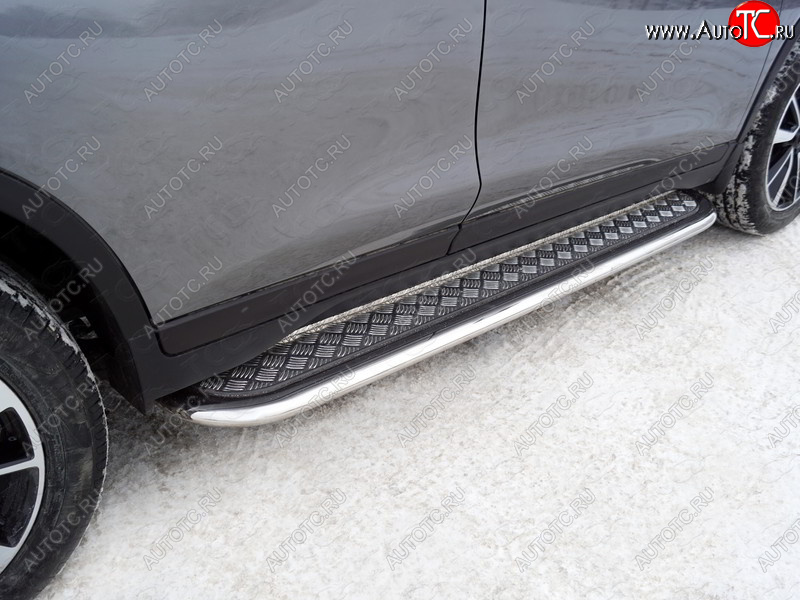 39 599 р. Пороги с площадкой 75х42 мм ТСС Тюнинг Nissan X-trail 3 T32 дорестайлинг (2013-2018) (серые)  с доставкой в г. Пермь