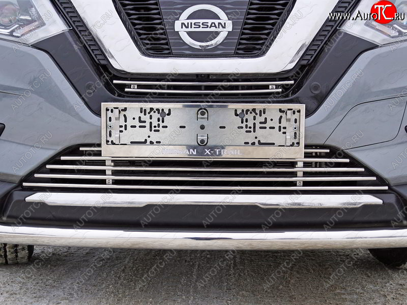 7 999 р. Нижняя декоративная вставка в бампер ТСС Тюнинг  Nissan X-trail  3 T32 (2017-2022) рестайлинг (d 12 мм)  с доставкой в г. Пермь