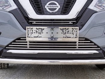 Верхняя декоративная вставка решетки радиатора ТСС Тюнинг Nissan X-trail  3 T32 (2017-2022) рестайлинг (d 12 мм)