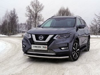 Защита переднего бампера нижняя d60,3 мм ТСС Тюнинг Nissan X-trail  3 T32 (2017-2022) рестайлинг (нержавейка)