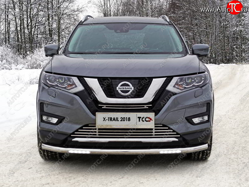 40 999 р. Защита переднего бампера нижняя с ДХО 60,3 мм ТСС Тюнинг  Nissan X-trail  3 T32 (2017-2022) рестайлинг (нержавейка)  с доставкой в г. Пермь