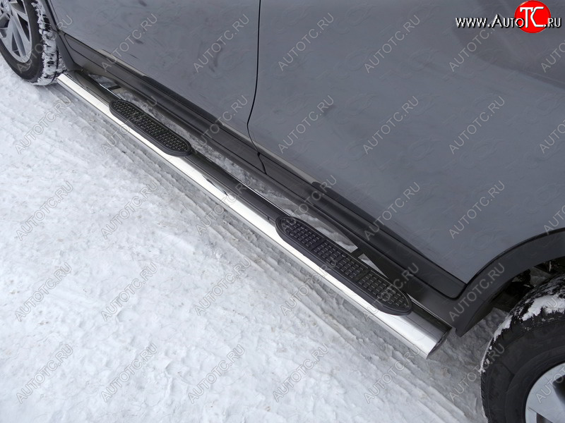 43 949 р. Пороги овальные с накладкой 120х60 мм, ТСС Тюнинг Nissan X-trail 3 T32 рестайлинг (2017-2022) (серые)  с доставкой в г. Пермь