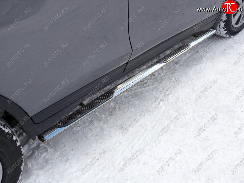33 999 р. Пороги овальные с накладкой 75х42 мм ТСС Тюнинг Nissan X-trail 3 T32 рестайлинг (2017-2022) (серые)  с доставкой в г. Пермь