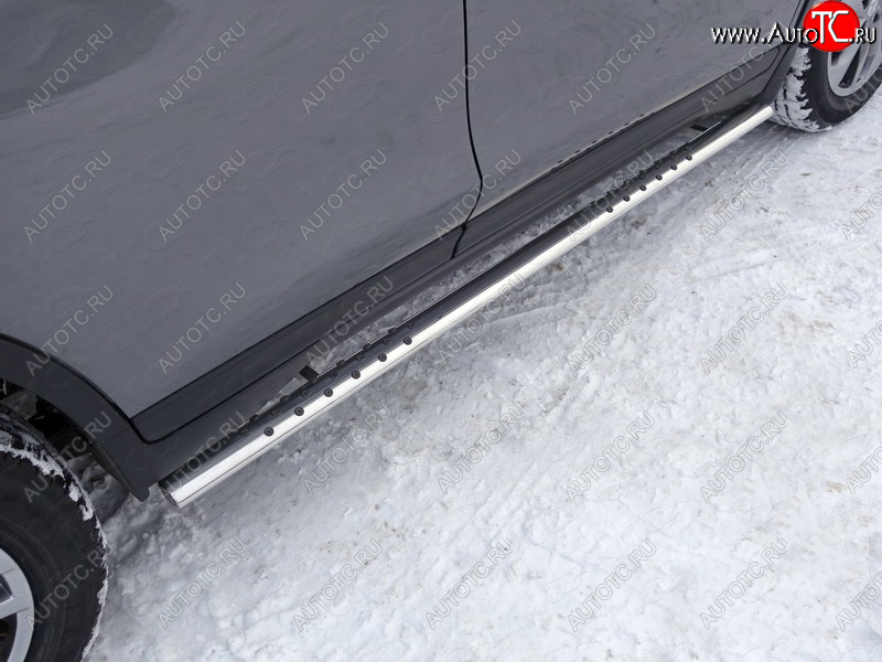35 999 р. Пороги овальные с проступью 75х42 мм ТСС Тюнинг Nissan X-trail 3 T32 рестайлинг (2017-2022) (серые)  с доставкой в г. Пермь
