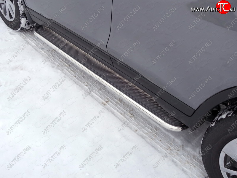 41 749 р. Пороги с площадкой 42,4 мм ТСС Тюнинг Nissan X-trail 3 T32 рестайлинг (2017-2022) (нержавейка)  с доставкой в г. Пермь