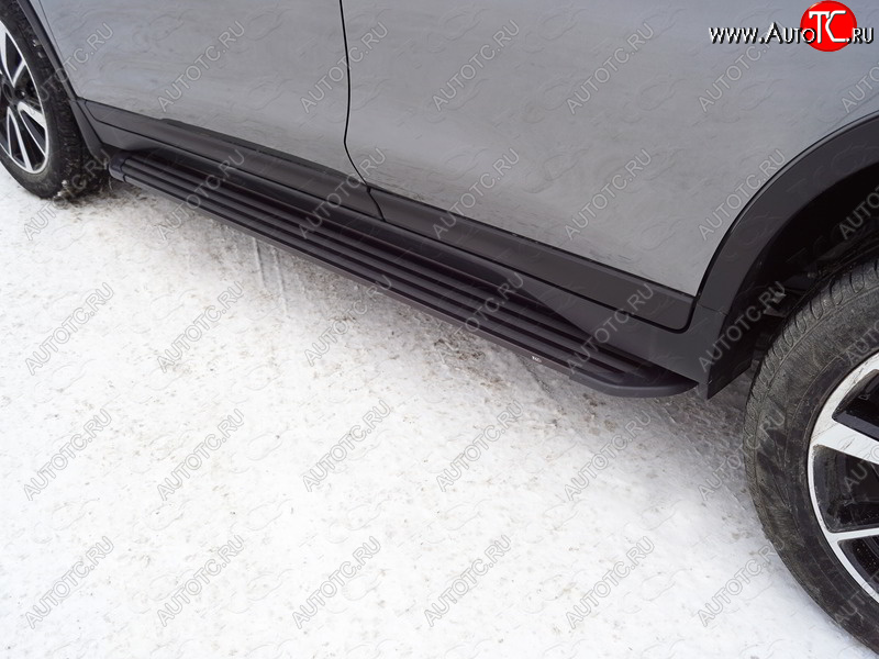 21 999 р. Пороги алюминиевые Slim Line ТСС Тюнинг  Nissan X-trail  3 T32 (2017-2022) рестайлинг (Black)  с доставкой в г. Пермь