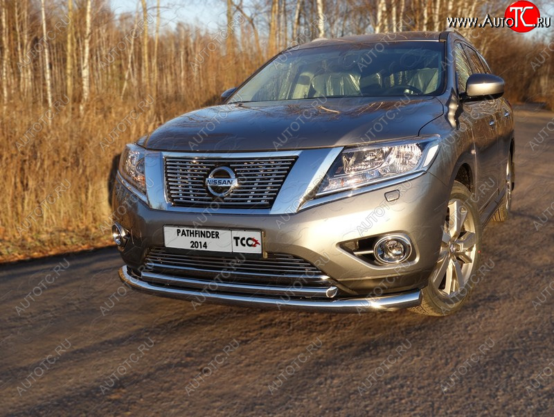 29 449 р.  Защита передняя нижняя двойная 76,1*50,8 мм Тюнинг Nissan Pathfinder R52 дорестайлинг (2012-2017) (нержавейка)  с доставкой в г. Пермь