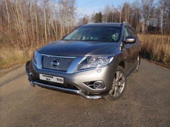 Защита переднего бампера кенгурин 60,3 мм ТСС Тюнинг Nissan Pathfinder R52 дорестайлинг (2012-2017) (нержавейка)
