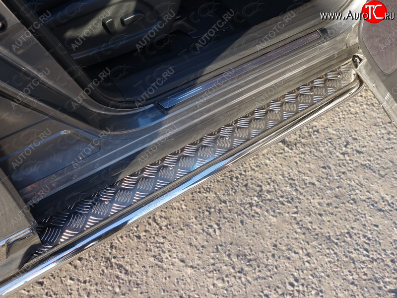 31 999 р. Пороги с площадкой 42,4 мм ТСС Тюнинг  Nissan Pathfinder  R52 (2012-2017) дорестайлинг (серые)  с доставкой в г. Пермь
