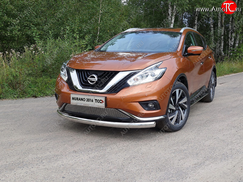 23 899 р. Защита переднего бампера нижняя овальная 75х42 мм ТСС Тюнинг  Nissan Murano  3 Z52 (2015-2022) дорестайлинг (нержавейка)  с доставкой в г. Пермь