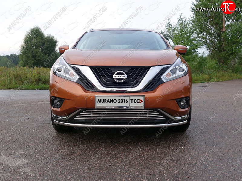 17 649 р. Защита переднего бампера нижняя d42,4 мм ТСС Тюнинг  Nissan Murano  3 Z52 (2015-2022) дорестайлинг (нержавейка)  с доставкой в г. Пермь