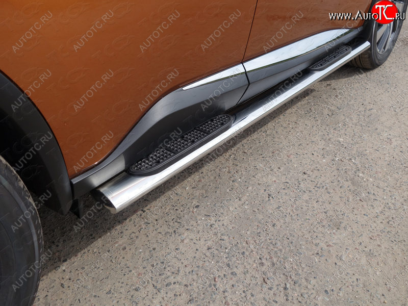 40 799 р. Пороги овальные с накладкой 120х60 мм, ТСС Тюнинг  Nissan Murano  3 Z52 (2015-2022) дорестайлинг (серые)  с доставкой в г. Пермь