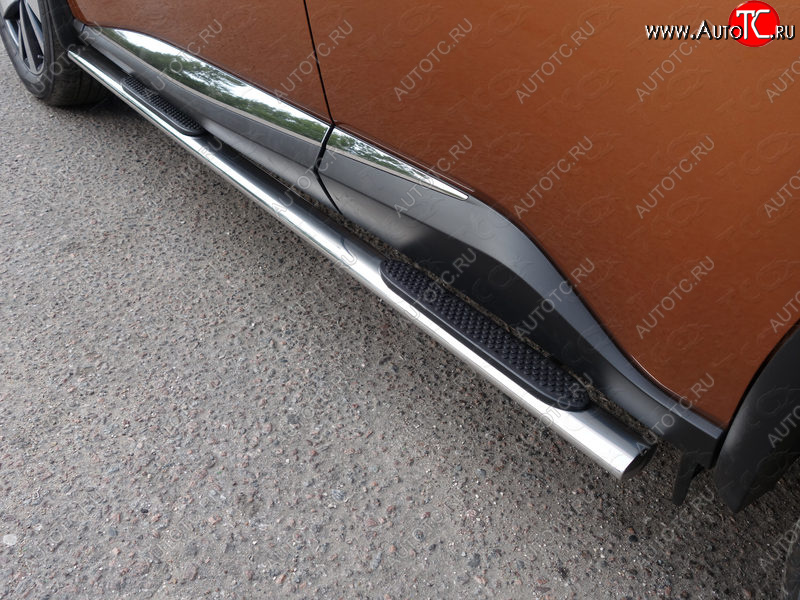 31 399 р. Пороги овальные с накладкой 75х42 мм ТСС Тюнинг  Nissan Murano  3 Z52 (2015-2022) дорестайлинг (серые)  с доставкой в г. Пермь