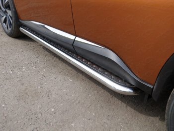 Пороги с площадкой 60,3 мм ТСС Тюнинг Nissan Murano  3 Z52 (2015-2022) дорестайлинг (серые)