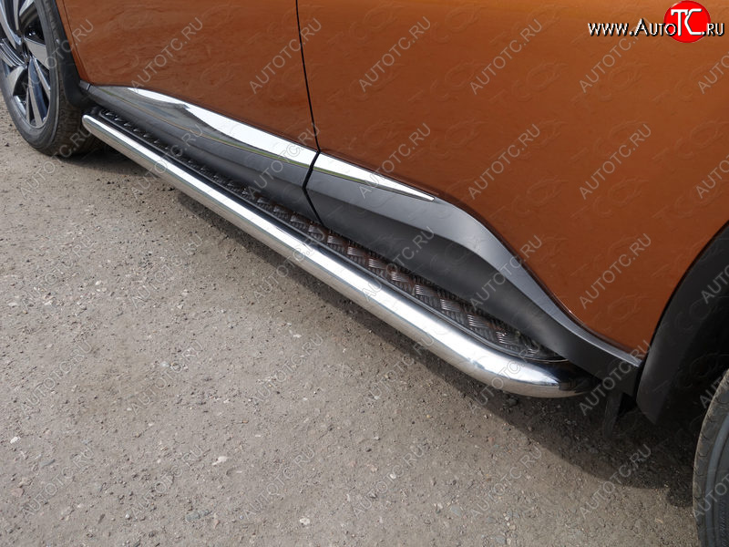 34 799 р. Пороги с площадкой 60,3 мм ТСС Тюнинг Nissan Murano 3 Z52 дорестайлинг (2015-2022) (серые)  с доставкой в г. Пермь