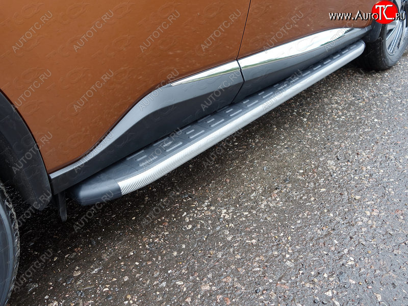 21 999 р. Пороги алюминиевые с пластиковой накладкой ТСС Тюнинг  Nissan Murano  3 Z52 (2015-2022) дорестайлинг (карбон серые)  с доставкой в г. Пермь