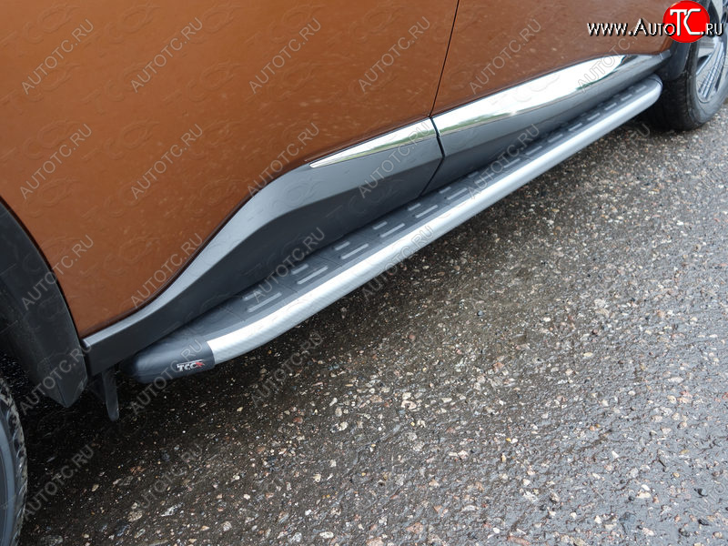 21 999 р. Пороги алюминиевые с пластиковой накладкой, ТСС Тюнинг  Nissan Murano  3 Z52 (2015-2022) дорестайлинг (карбон серебро)  с доставкой в г. Пермь