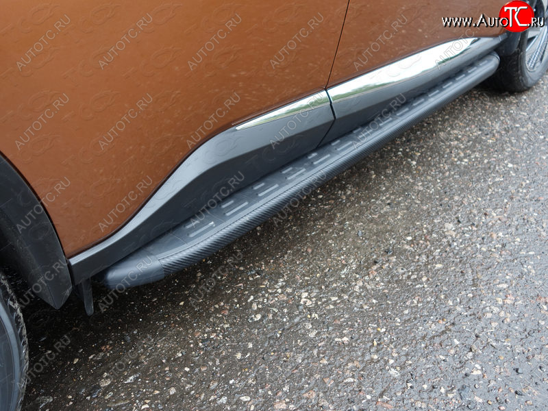 21 999 р. Пороги алюминиевые с пластиковой накладкой ТСС Тюнинг  Nissan Murano  3 Z52 (2015-2022) дорестайлинг (карбон черные)  с доставкой в г. Пермь