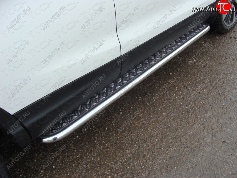27 849 р. Пороги с площадкой 42,4 мм ТСС Тюнинг  Nissan Qashqai  2 (2013-2019) J11 дорестайлинг (серые)  с доставкой в г. Пермь