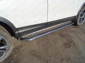 Пороги с площадкой 75х42 мм ТСС Тюнинг Nissan Qashqai 2 J11 дорестайлинг (2013-2019) (серые)