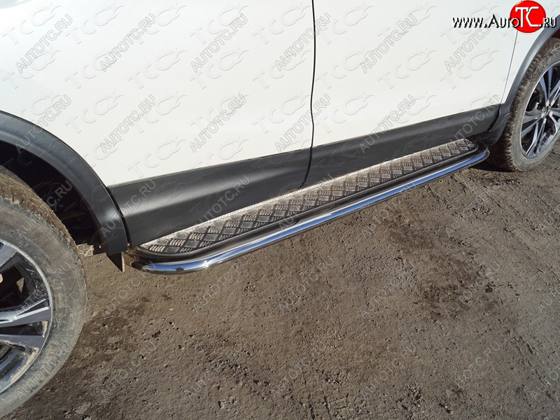34 999 р. Пороги с площадкой 75х42 мм ТСС Тюнинг  Nissan Qashqai  2 (2013-2019) J11 дорестайлинг (серые)  с доставкой в г. Пермь