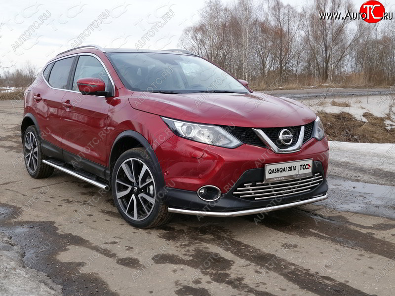 15 999 р. Защита переднего бампера нижняя 42,4 мм ТСС Тюнинг  Nissan Qashqai  2 (2013-2019) J11 дорестайлинг (нержавейка)  с доставкой в г. Пермь
