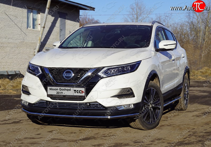 17 099 р. Защита переднего бампера нижняя 42,4 мм ТСС Тюнинг  Nissan Qashqai  2 (2017-2022) J11 рестайлинг (нержавейка)  с доставкой в г. Пермь