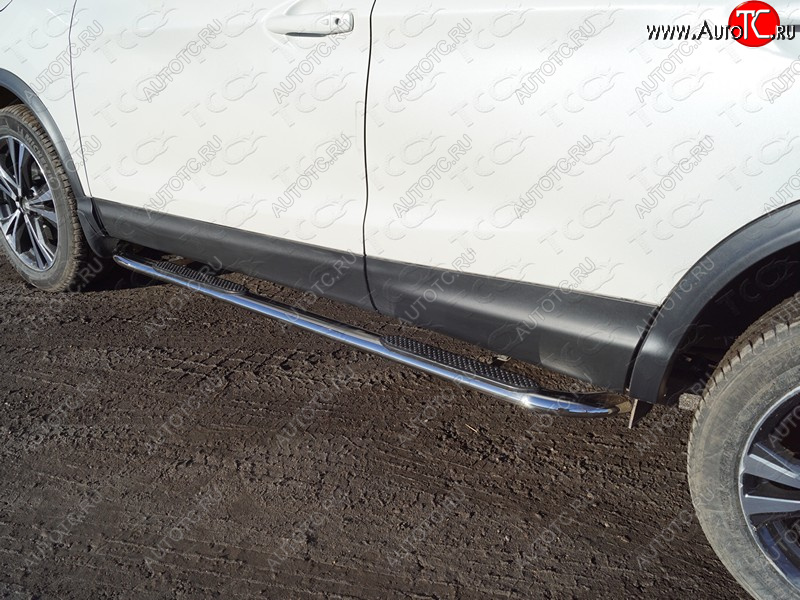 32 849 р. Пороги овальные гнутые с накладкой 75х42 мм ТСС Тюнинг  Nissan Qashqai  2 (2017-2022) J11 рестайлинг (серые)  с доставкой в г. Пермь