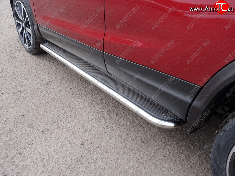 36 999 р. Пороги с площадкой 42,4 мм ТСС Тюнинг  Nissan Qashqai  2 (2017-2022) J11 рестайлинг (нержавейка )  с доставкой в г. Пермь