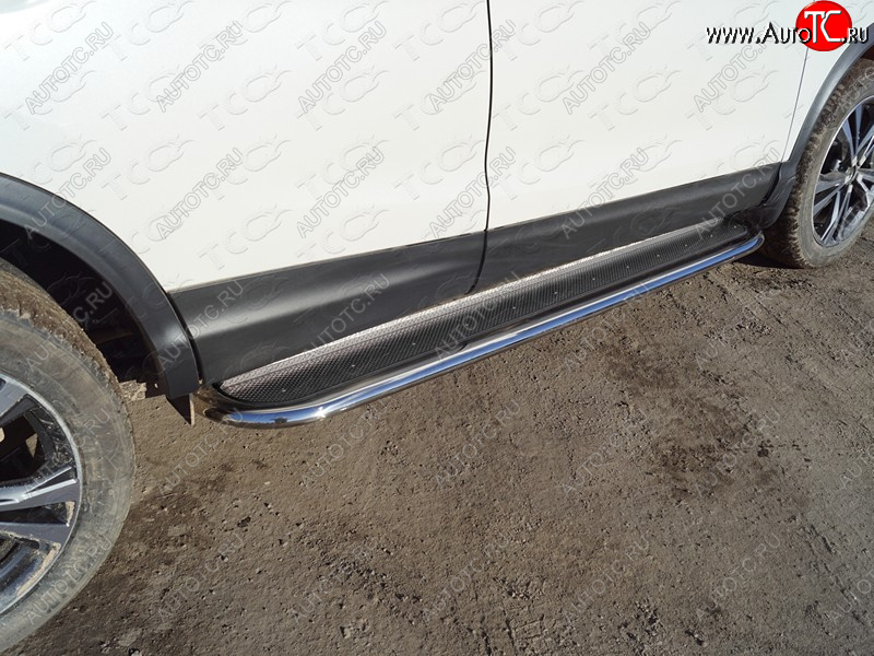 47 999 р. Пороги с площадкой 75х42 мм ТСС Тюнинг Nissan Qashqai 2 J11 рестайлинг (2017-2022) (нержавейка)  с доставкой в г. Пермь