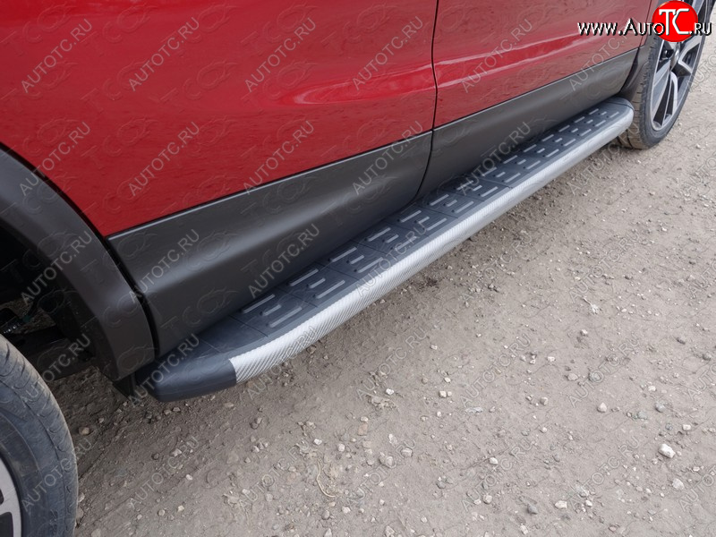 21 999 р. Пороги алюминиевые с пластиковой накладкой, ТСС Тюнинг  Nissan Qashqai  2 (2017-2022) J11 рестайлинг (карбон серые)  с доставкой в г. Пермь