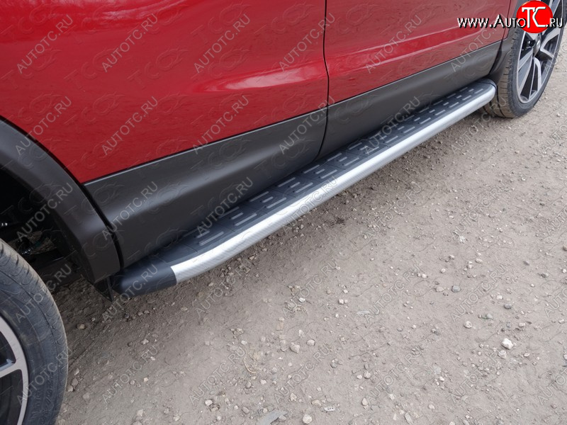 21 999 р. Пороги алюминиевые с пластиковой накладкой ТСС Тюнинг  Nissan Qashqai  2 (2017-2022) J11 рестайлинг (карбон )  с доставкой в г. Пермь