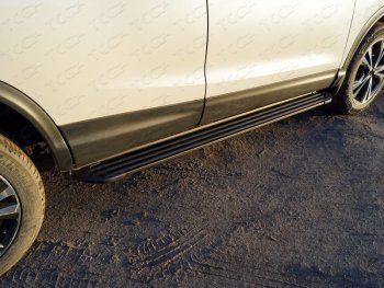 Пороги алюминиевые, ТСС Тюнинг Nissan Qashqai  2 (2017-2022) J11 рестайлинг (Slim Line Black)