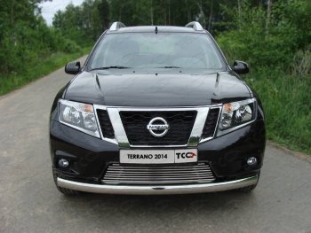 Защита переднего бампера нижняя овальная 75х42 мм ТСС Тюнинг Nissan Terrano D10 дорестайлинг (2013-2016) (нержавейка)