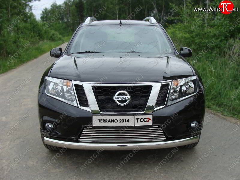 20 699 р. Защита переднего бампера нижняя овальная 75х42 мм ТСС Тюнинг  Nissan Terrano  D10 (2013-2016) дорестайлинг (нержавейка)  с доставкой в г. Пермь
