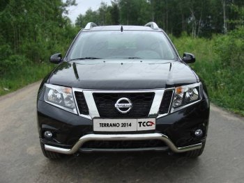 Защита переднего бампера кенгурин 60,3 мм ТСС Тюнинг Nissan Terrano D10 дорестайлинг (2013-2016) (нержавейка)