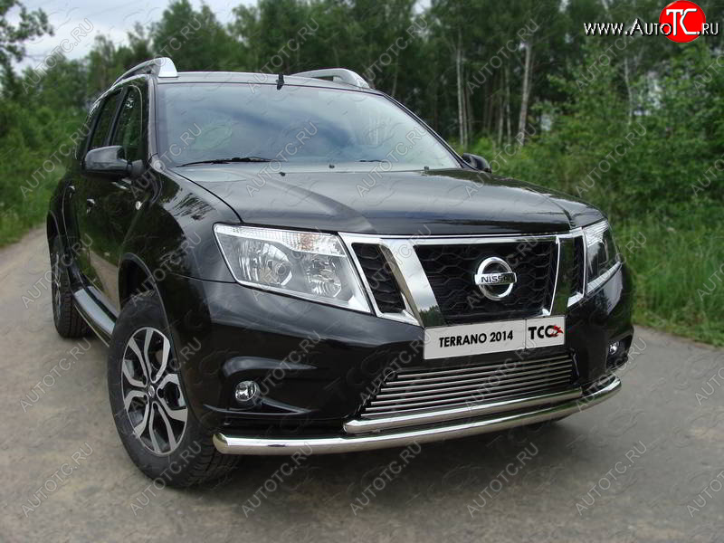 21 999 р. Защита передняя нижняя двойная 60,3*42,4 мм ТСС Тюнинг  Nissan Terrano  D10 (2013-2016) дорестайлинг (нержавейка)  с доставкой в г. Пермь