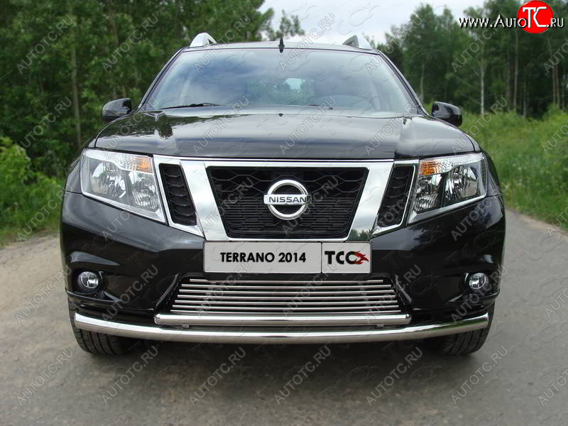 7 349 р. Декоративная вставка переднего бампера ТСС Тюнинг  Nissan Terrano  D10 (2013-2016) дорестайлинг (d 12 мм)  с доставкой в г. Пермь