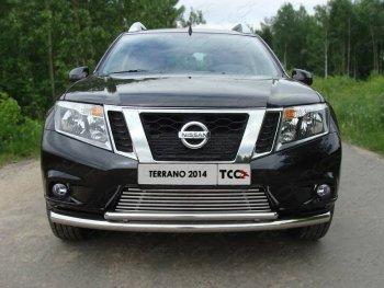 Верхняя декоративная вставка решетки радиатора ТСС Тюнинг Nissan Terrano D10 дорестайлинг (2013-2016) (d 12 мм)