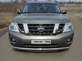 Защита переднего бампера нижняя 76,1 мм ТСС тюнинг Nissan Patrol 6 Y62 рестайлинг (2014-2017) (нержавейка)
