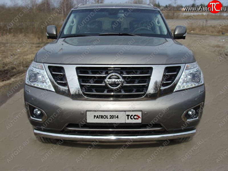 29 449 р. Защита переднего бампера нижняя 76,1 мм ТСС тюнинг Nissan Patrol 6 Y62 рестайлинг (2014-2017) (нержавейка)  с доставкой в г. Пермь